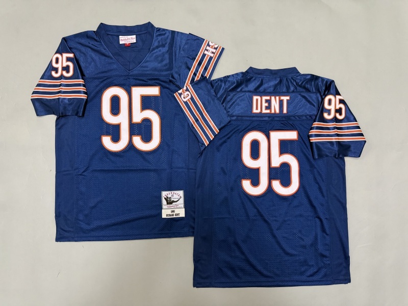 Men 2025 Nike Chicago Bears #95 Dent Blue Throwback Limited NFL Jersey style 001